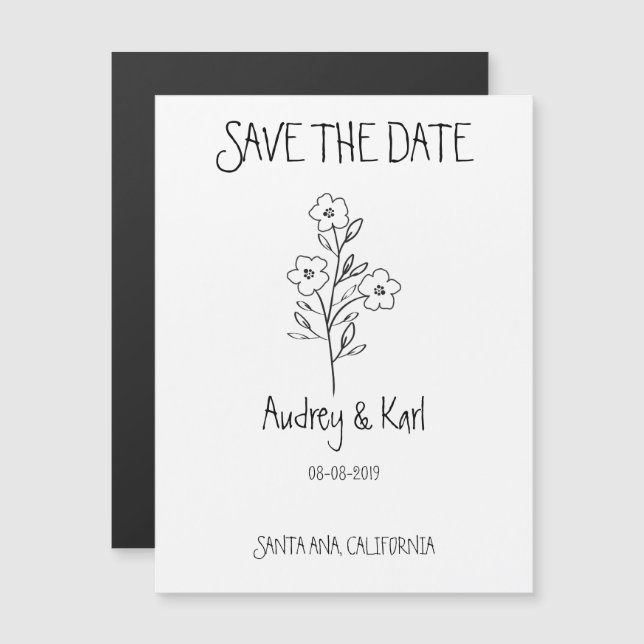Elegant, Modern and Minimalist Twigs Design Magnetic Invitation (Front/Back)