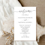 Elegant Modern and Simple Wedding Program<br><div class="desc">Elegant Wedding program with beautiful modern hand written calligraphy details. Modern, simple and stylish. Ability to make text changes and adjustments by selecting customise further. Front with wedding ceremony details, back with wedding party names and thank you message for your guests. Black and white design. White "background colour" can be...</div>