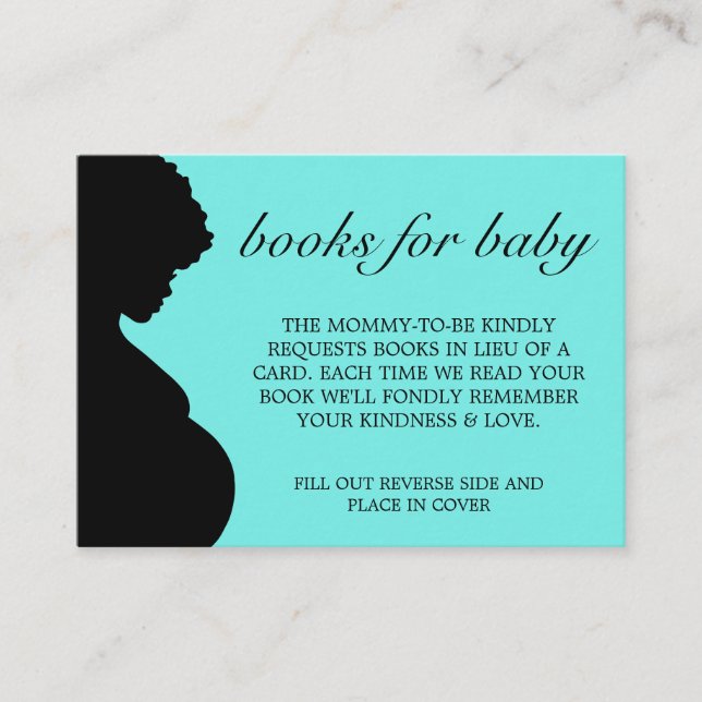 Elegant Modern Aqua Tiffany Books for Baby Shower Enclosure Card (Front)