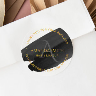 Elegant Modern Artistic Black and Gold Business Classic Round Sticker