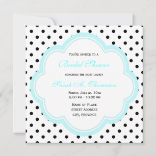 Elegant, modern B&W polka dots bridal shower Invitation
