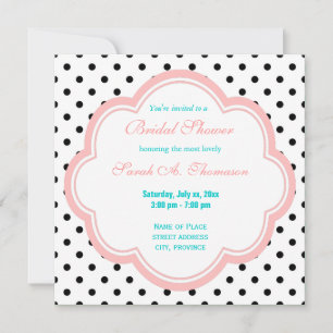 Elegant, modern B&W polka dots bridal shower Invitation