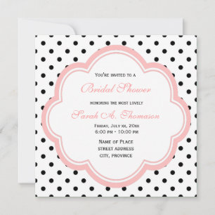 Elegant, modern  B&W polka dots bridal shower Invitation