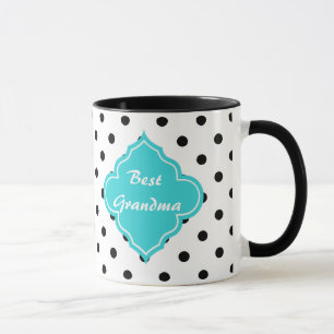 Elegant, modern B&W polka dots monogram Mug