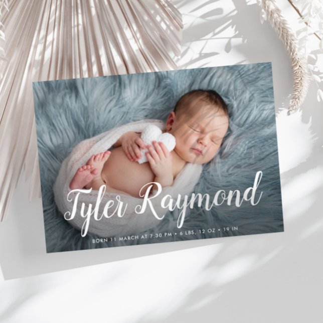 elegant modern baby birth announcement photo postcard (Creator Uploaded)