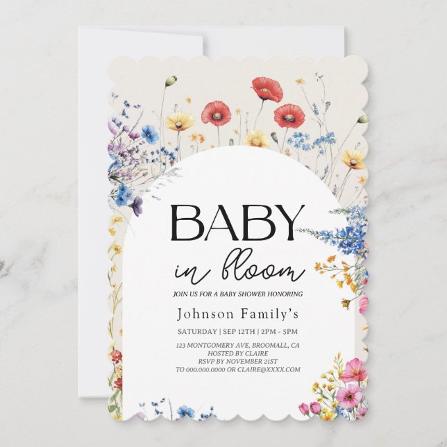 Elegant  modern Baby In Bloom Shower spring  Invit Invitation (Front)