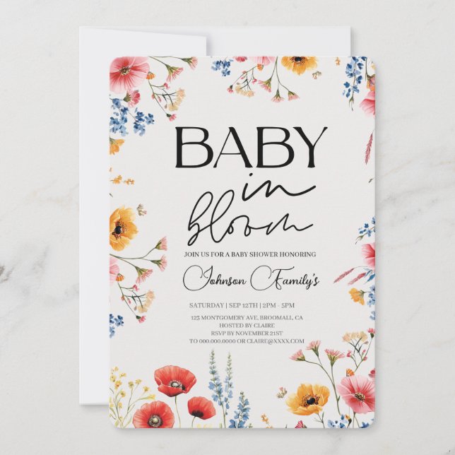 Elegant  modern Baby In Bloom Shower spring  Invitation (Front)