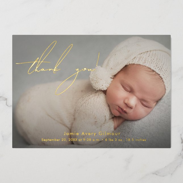 Elegant Modern Baby Photo Thank You Script  (Front)