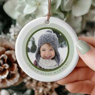 Elegant Modern Baby’s First Christmas Keepsake Ceramic Tree Decoration