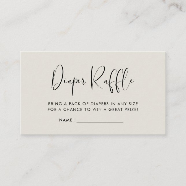 Elegant & modern baby shower diaper raffle insert (Front)