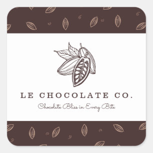 Elegant Modern Baker Cocoa Bean  Square Sticker
