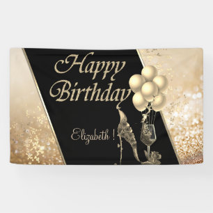 Elegant Modern ,Balloons,Glass,Flowers High Heel Banner