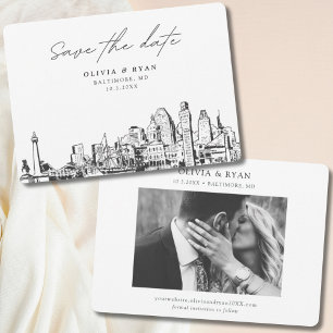 Elegant Modern Baltimore Save the Date Invitation
