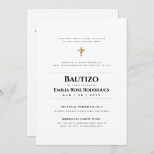 Elegant Modern BAUTIZO Bautismo Baptism -ADD VERSE Invitation