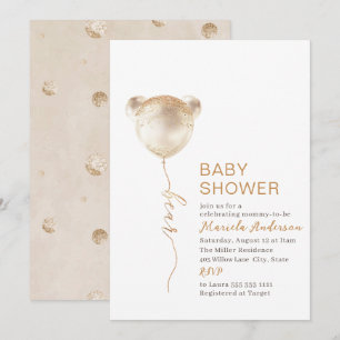 Elegant Modern Bear Baby Shower Invitation