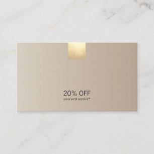 Elegant Modern Beige Gradient Gold Accent Discount Business Card