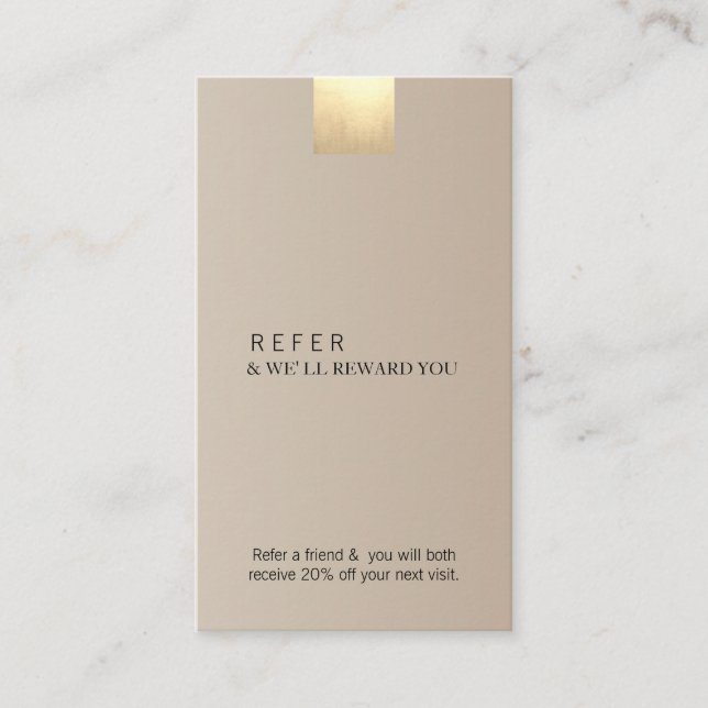 Elegant Modern Beige Gradient Gold Refer Vertical Business Card (Front)