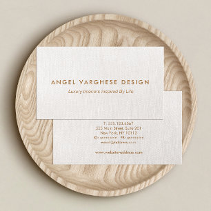 Elegant  Modern, Beige Linen Professional  Business Card