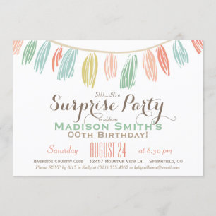 Elegant, Modern Birthday Surprise Party Invitation