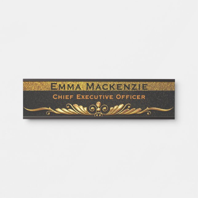 Elegant Modern Black and Gold Office Door Sign (Front)