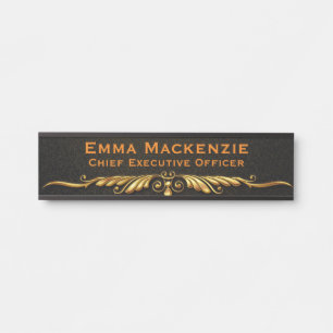 Elegant Modern Black and Gold Office Door Sign