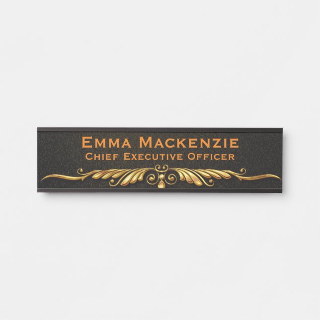 Elegant Modern Black and Gold Office Door Sign (Front)