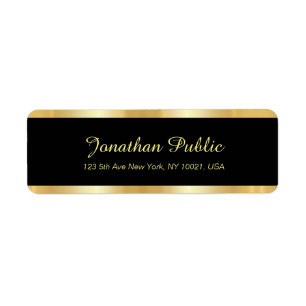 Elegant Modern Black And Gold Return Address