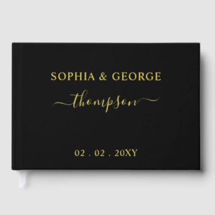 Elegant Modern Black and Gold Wedding Guest Book