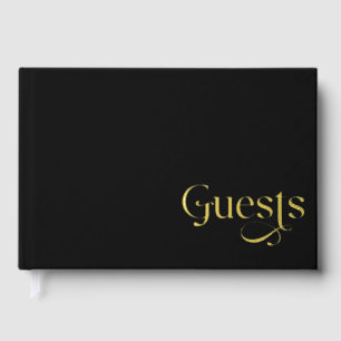 Elegant Modern Black and Gold Wedding Guest Book
