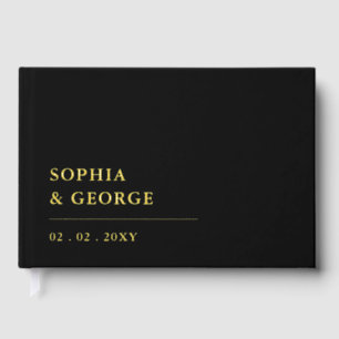Elegant Modern Black and Gold Wedding Guest Book