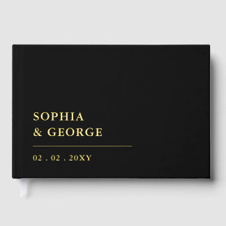 Elegant Modern Black and Gold Wedding Guest Book
