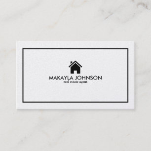 Elegant & Modern Black and Pearl Real Estate Agent Business Card