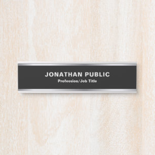Elegant Modern Black And Silver Glamour Luxury Door Sign