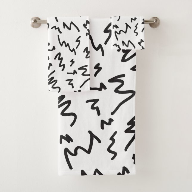 Elegant modern black and white bath towels (Insitu)