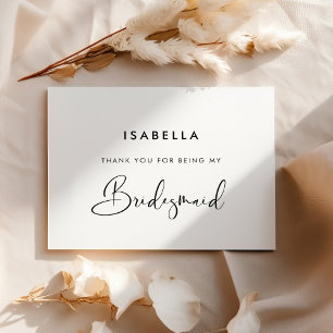 Elegant & Modern Black and White Bridesmaid Thank You Card