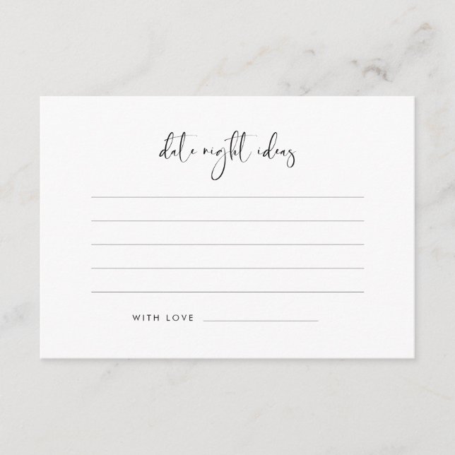 Elegant & Modern Black and White Date night ideas  Enclosure Card (Front)