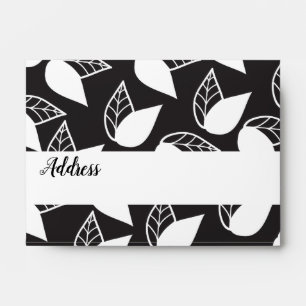 Elegant, modern black and white leaves envelope