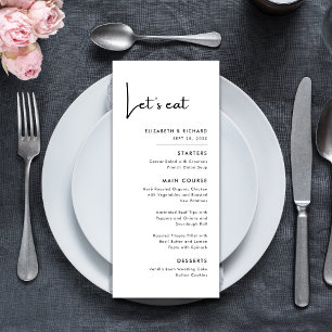 Elegant & Modern Black and White Let's eat Wedding Menu