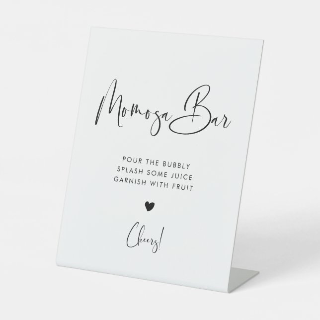 Elegant & Modern Black and White Momosa bar Pedestal Sign (Front)