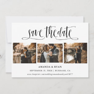 Elegant Modern Black and White Photo Save The Date