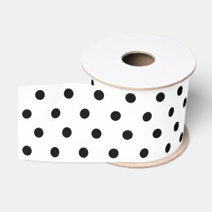 Elegant Modern Black and White Polka Dots Pattern Grosgrain Ribbon
