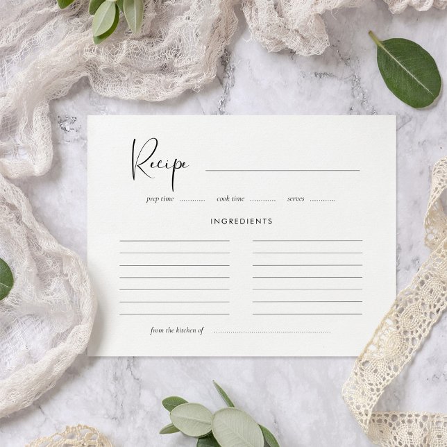Elegant & modern black and white recipe card (Creator Uploaded)