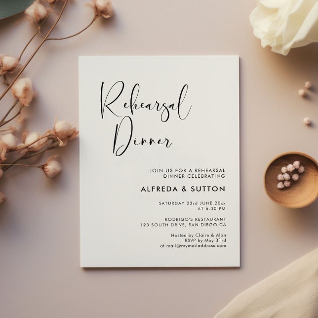 Elegant & Modern Black and White Rehearsal dinner Invitation (Creator Uploaded)