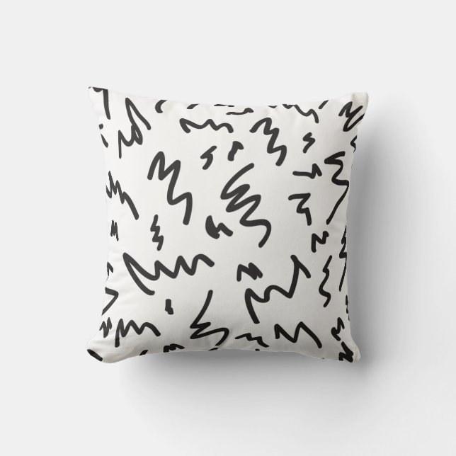 Elegant modern black  and white throw pillow (Front)