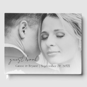 Elegant Modern Black and White Wedding Guest Book