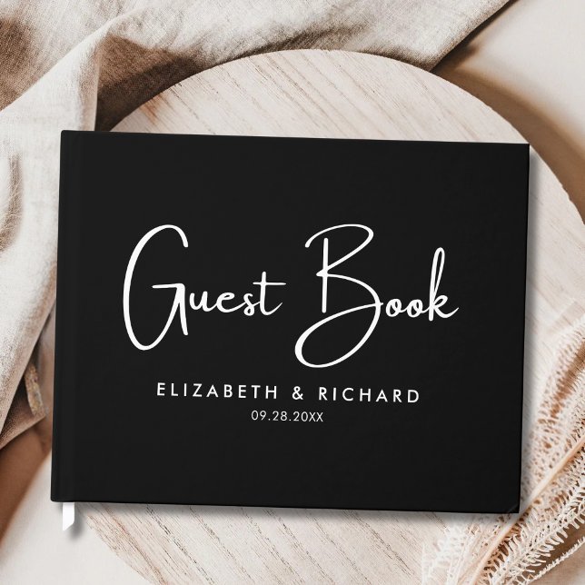 Elegant & Modern Black and White Wedding Guest Book (Creator Uploaded)