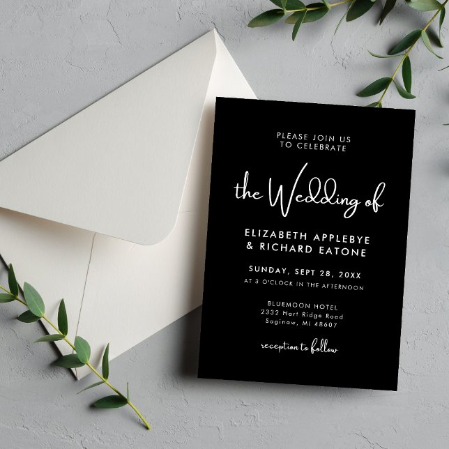Elegant & Modern Black and White Wedding Invitation (Creator Uploaded)