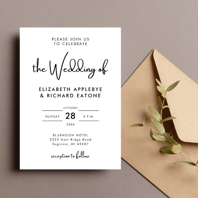 Elegant & Modern Black and White Wedding Invitation (Creator Uploaded)