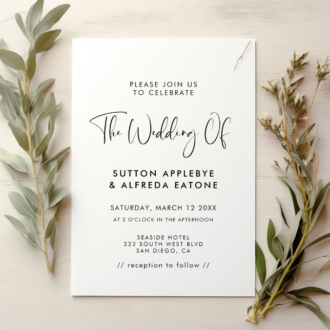 Elegant & modern black and white wedding invitation (Creator Uploaded)