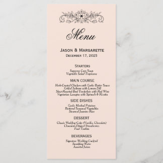Elegant Modern Black and White Wedding Menu